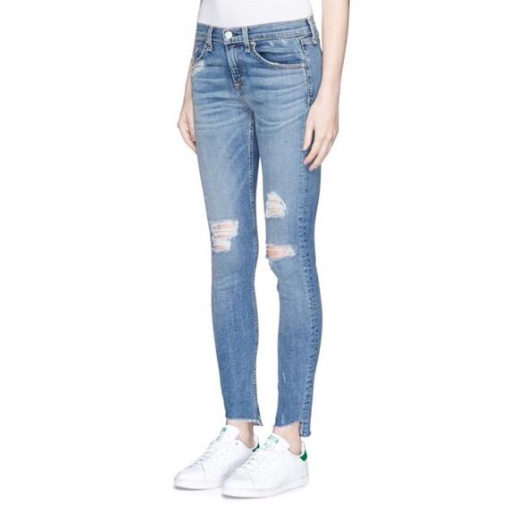 Rag & Bone Womens 27 Blue Skinny Leg with Raw Angled Fray Hem in Commodore Wash - Picture 13 of 13
